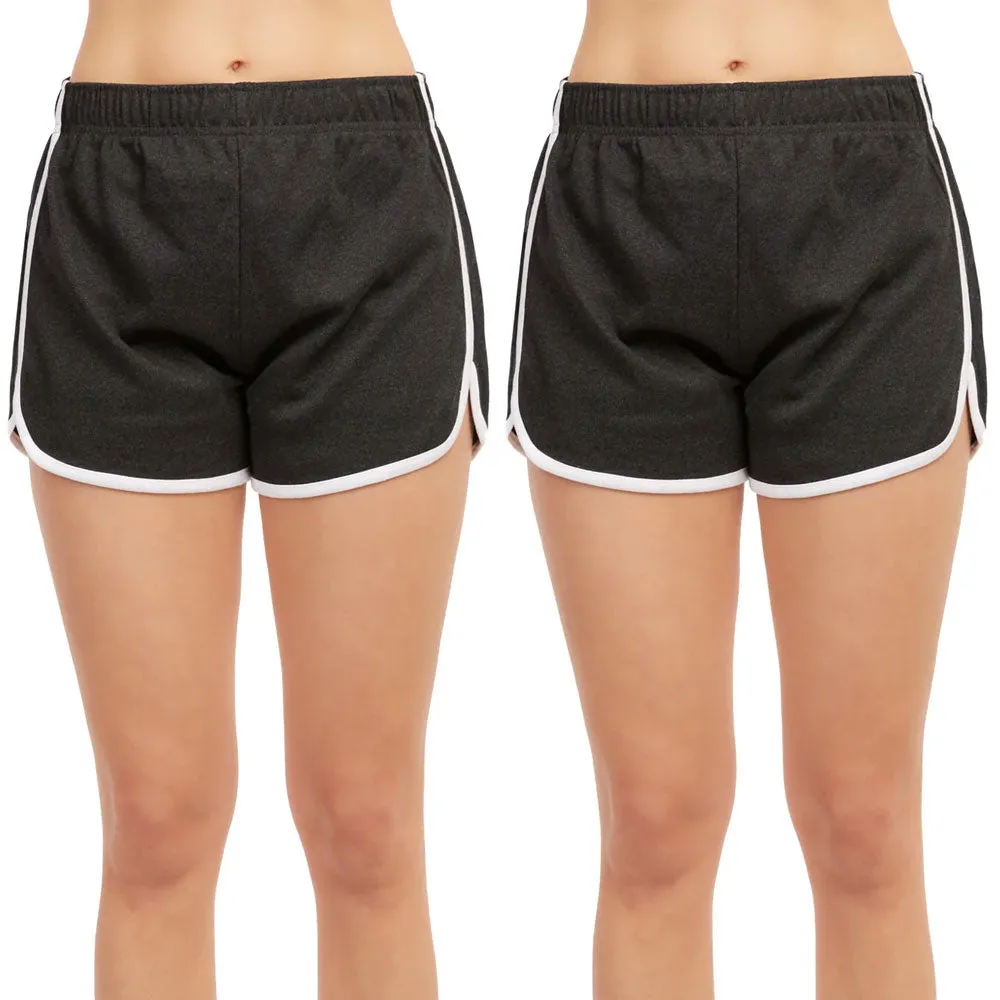 2 Women's Fashion Dolphin Shorts Cotton Casual Dance Athletic Yoga Sports Grey M