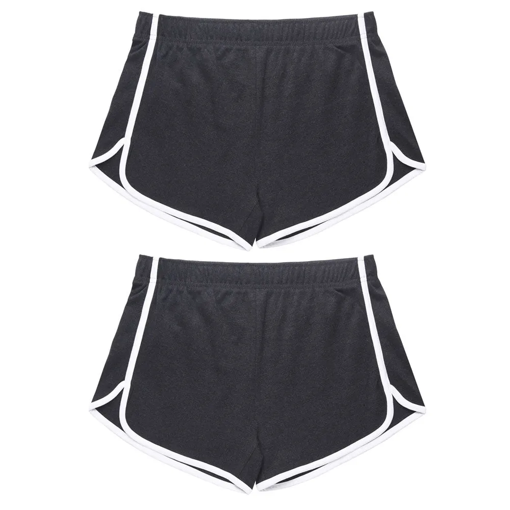 2 Women's Fashion Dolphin Shorts Cotton Casual Dance Athletic Yoga Sports Grey M
