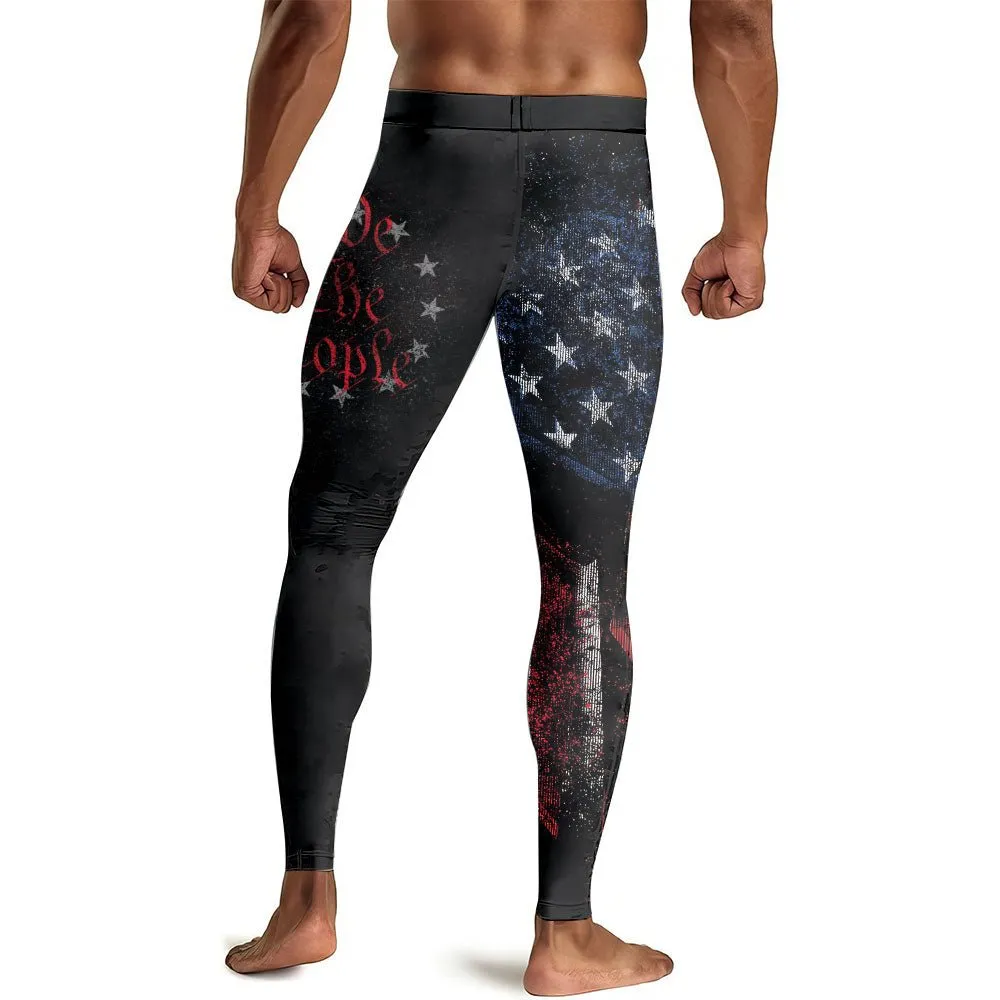 American Jiu Jitsu Grunge Men's Compression Leggings
