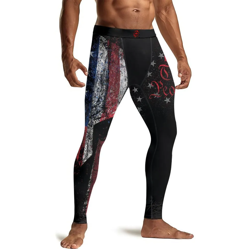 American Jiu Jitsu Grunge Men's Compression Leggings
