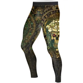 Aztec Jungle Warrior Mask Men's Compression Leggings