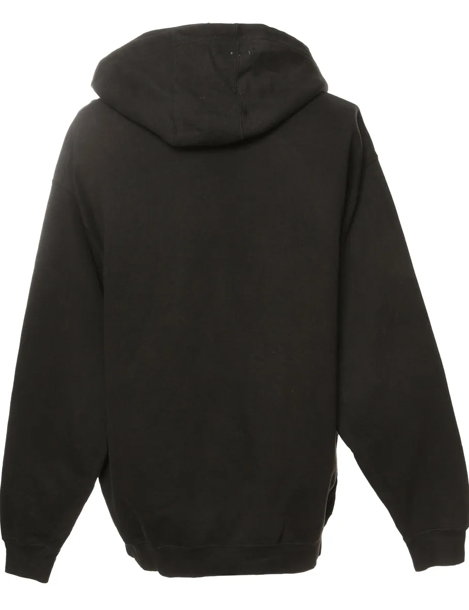 Black Hooded Sports Sweatshirt - L