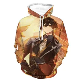 Genshin Impact Hoodies - Zhong Li 3D Game Pullover Hooded Sweatshirt