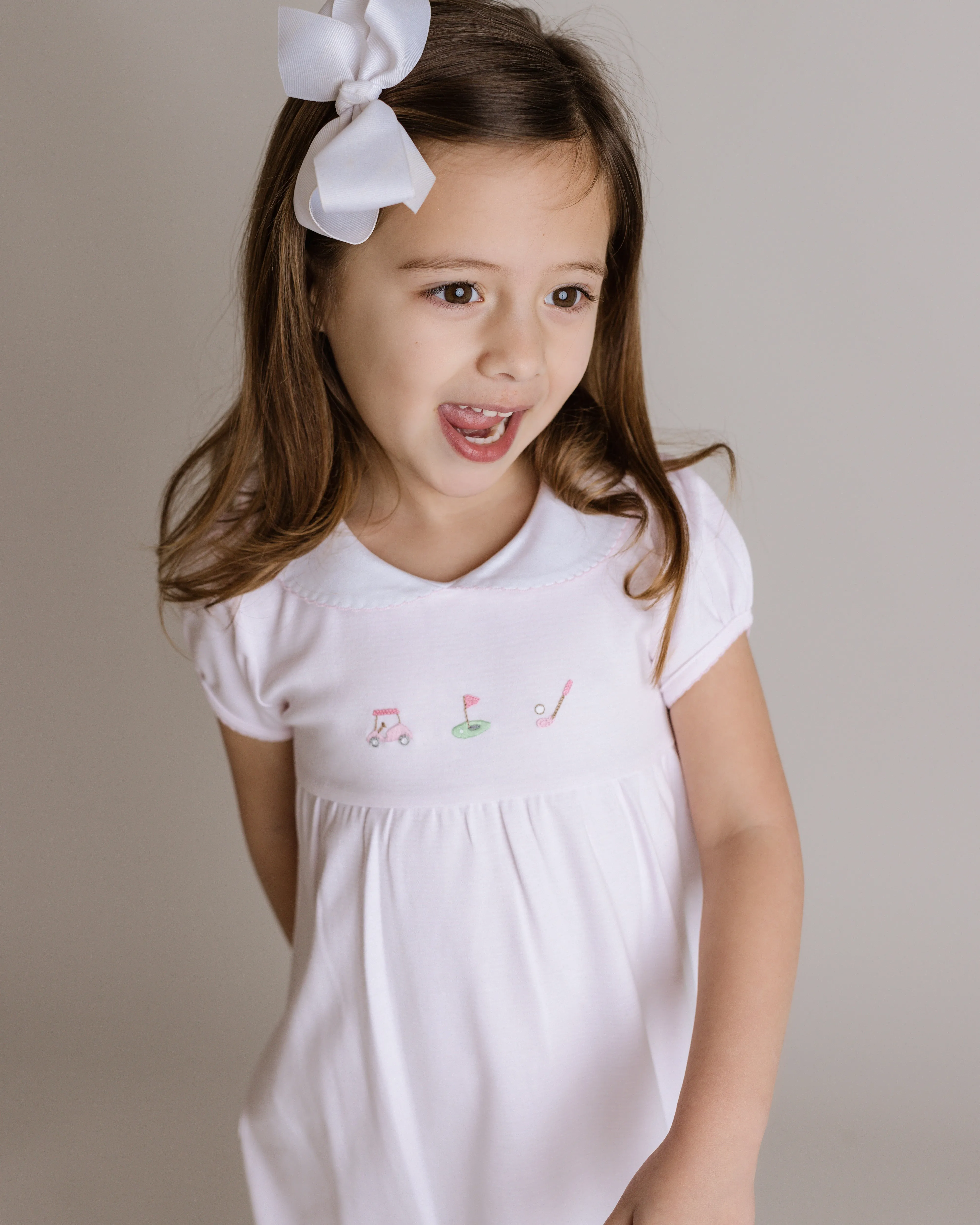 Golf Round Collar Pima Dress, Toddler Girls, Pink