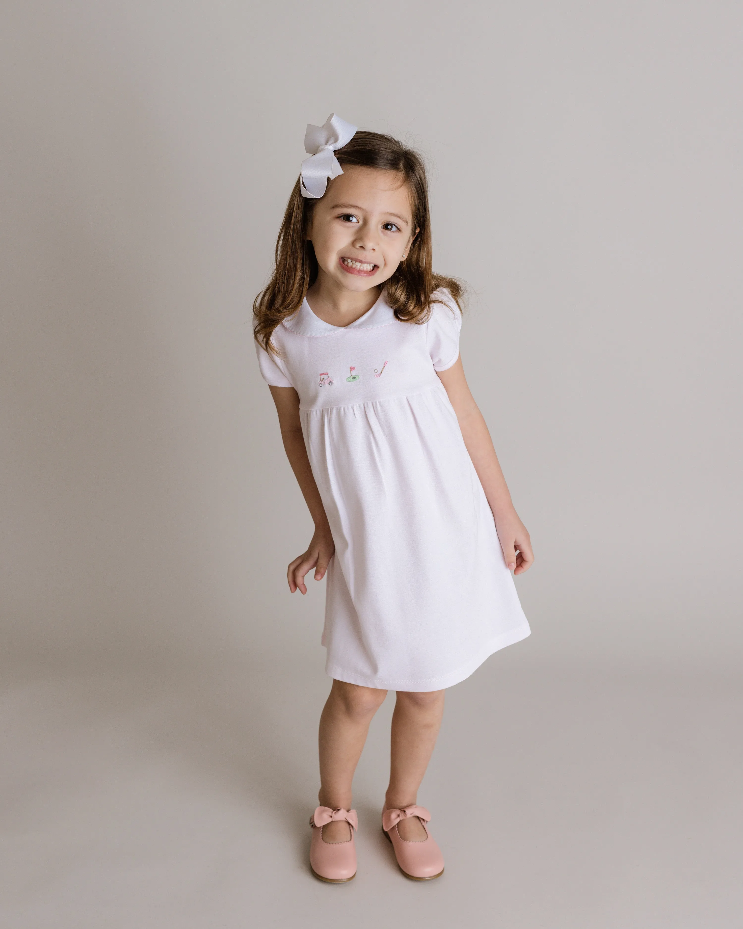 Golf Round Collar Pima Dress, Toddler Girls, Pink