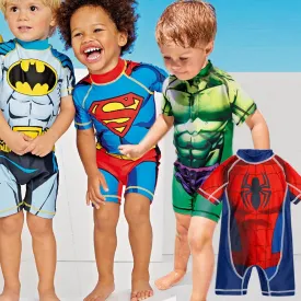 Kids Swimwear One Piece Boys Swimsuit Minions Batman Swimming Children Captain America Sport UPF50  Beachwear Baby Bathing Suit