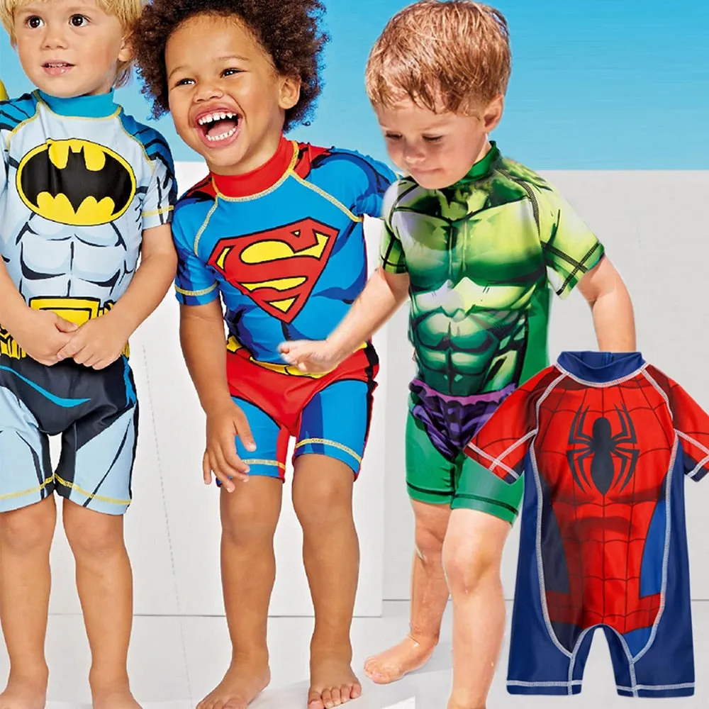 Kids Swimwear One Piece Boys Swimsuit Minions Batman Swimming Children Captain America Sport UPF50  Beachwear Baby Bathing Suit