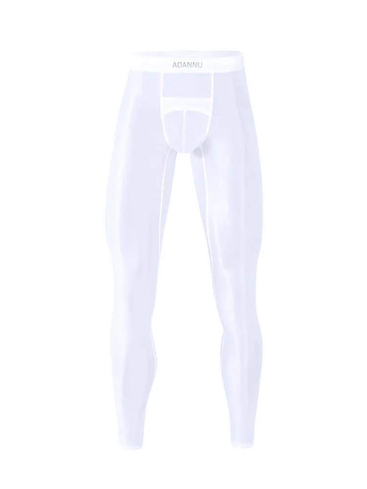 Men's Breathable Semi-transparent Sexy Black Silk Large Pouch Leggings