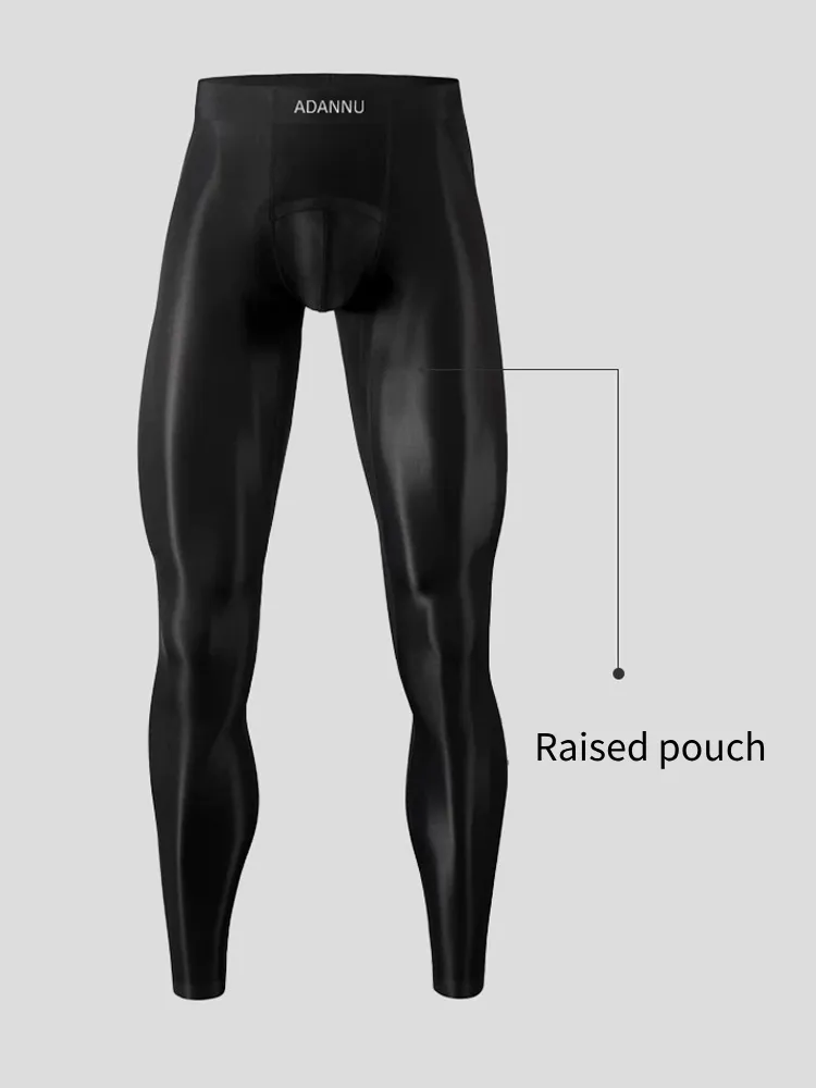 Men's Breathable Semi-transparent Sexy Black Silk Large Pouch Leggings