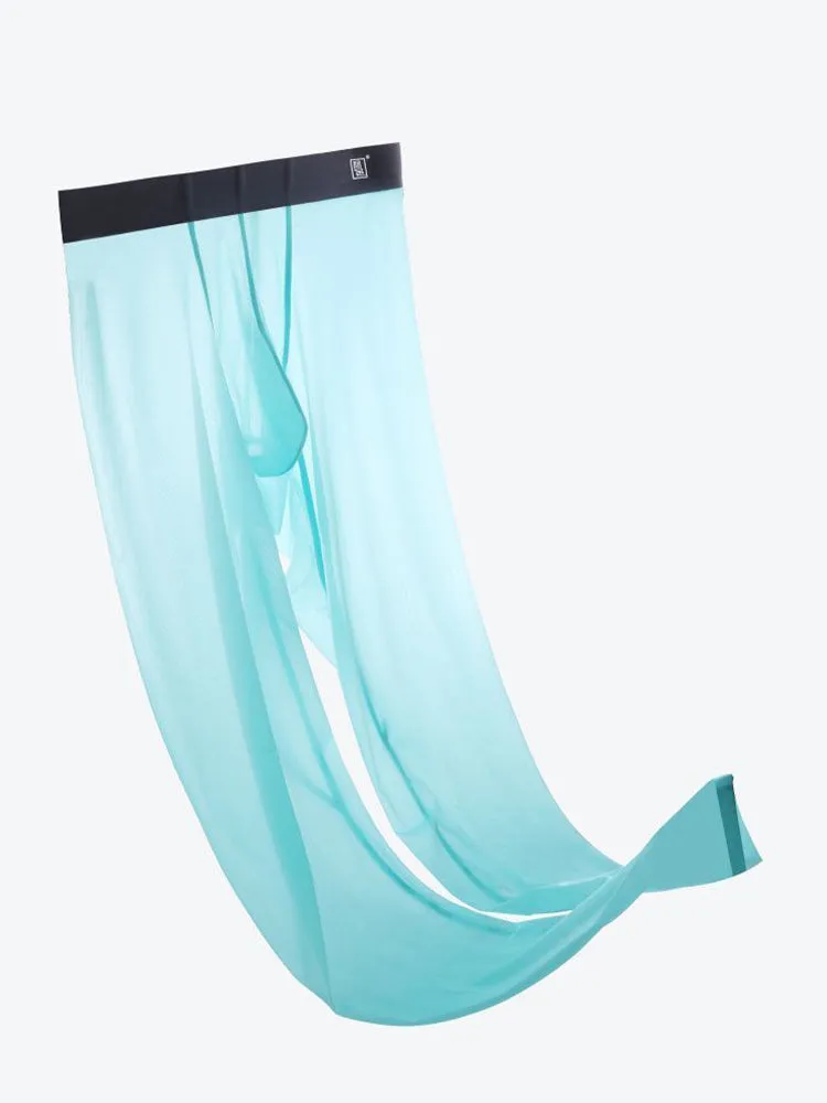 Men's Ice Silk Full Transparent Sexy Fitness Pants Sports Tights