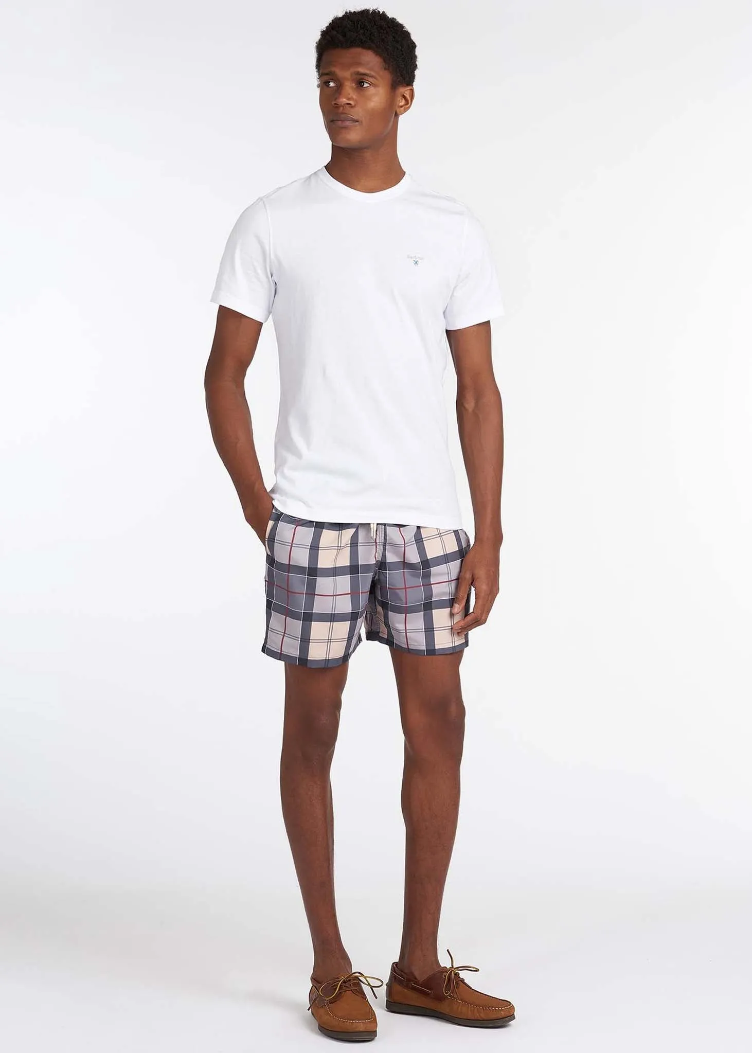 Tartan sports tee - white