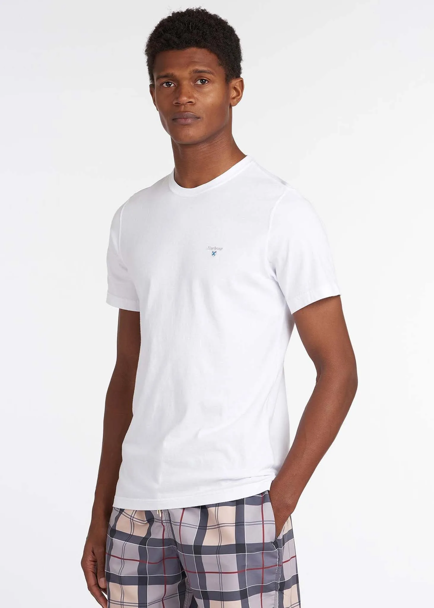 Tartan sports tee - white