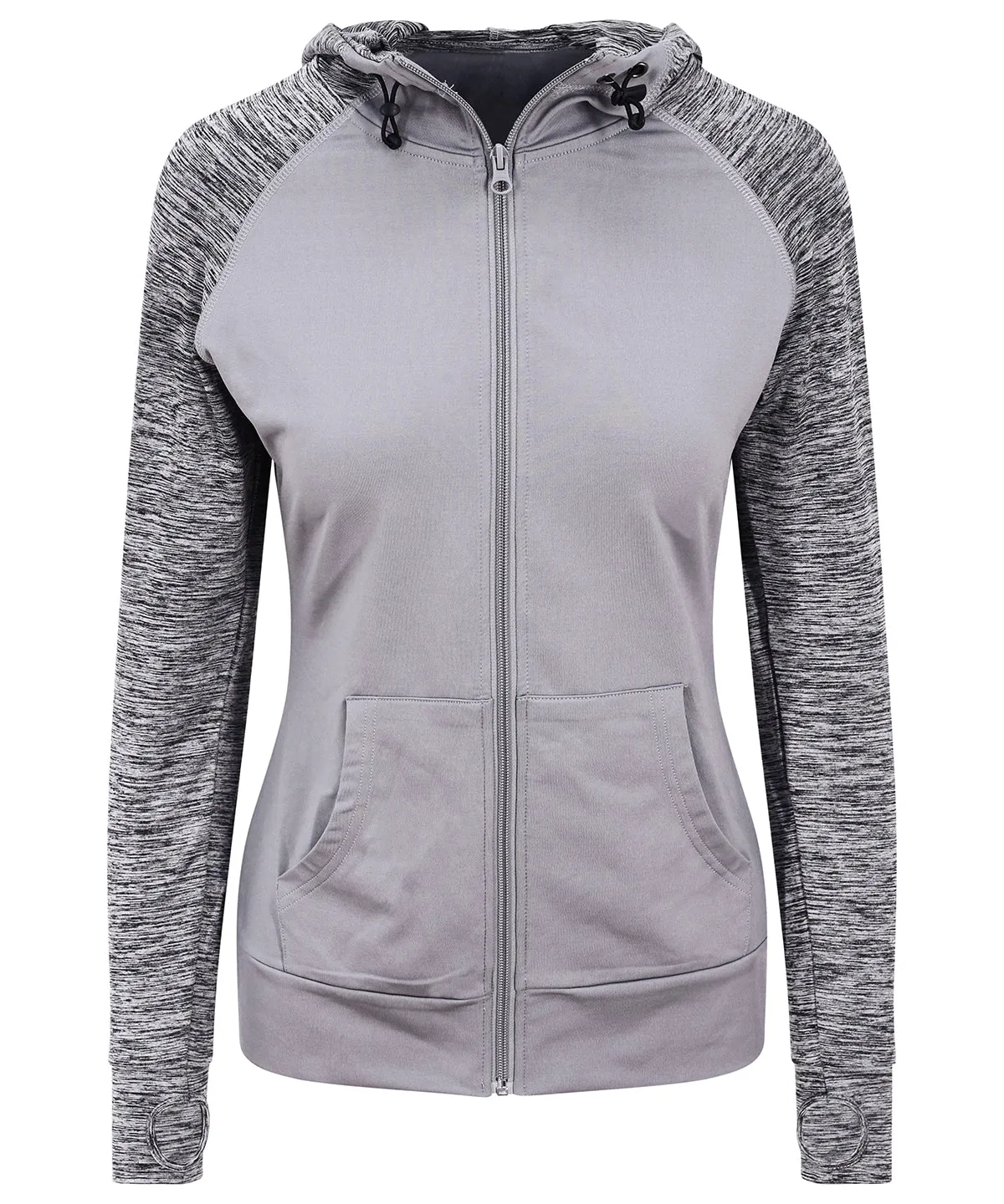 Womens cool contrast zoodie | Grey/Grey Melange